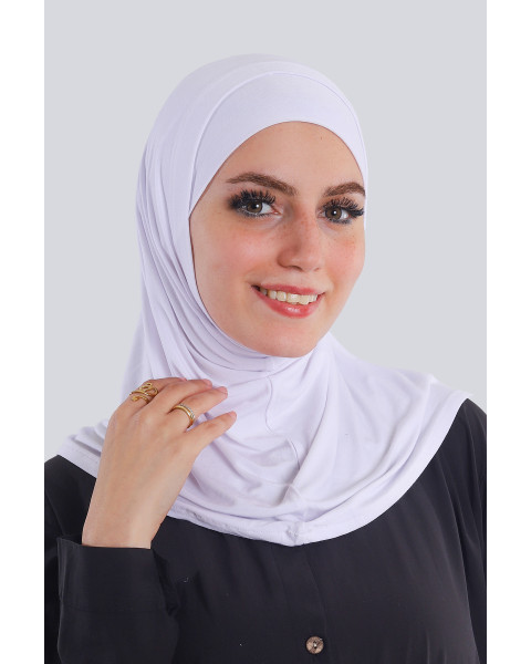 حجاب سوري قطعتين قطن لون أبيض