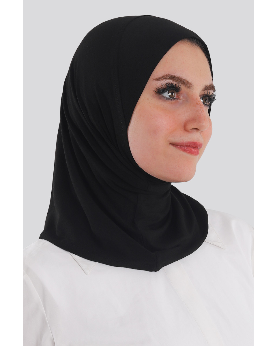 حجاب قطعة واحدة صغير قطن لون أسود 