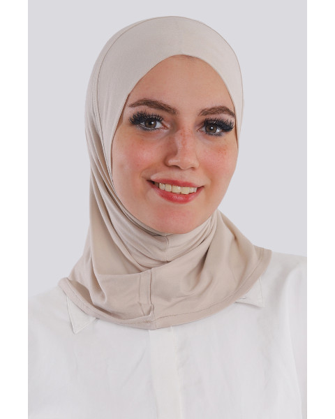 حجاب قطعة واحدة صغير قطن لون بيج فاتح 