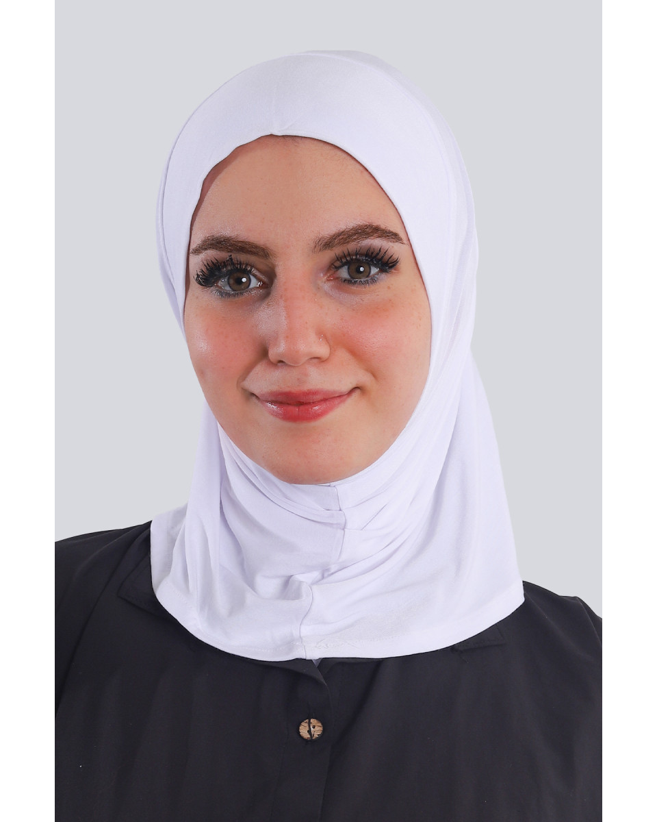 حجاب قطعة واحدة صغير قطن لون أبيض 