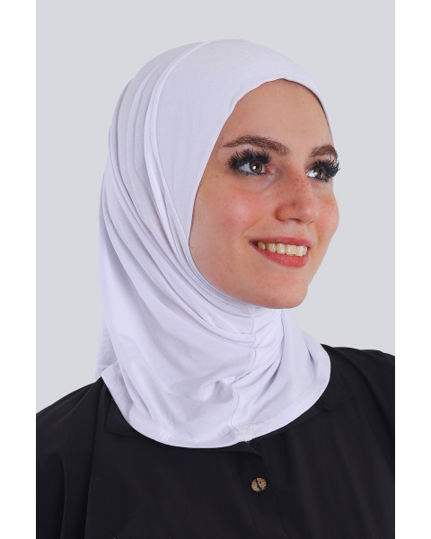 حجاب قطعة واحدة صغير قطن لون أبيض 