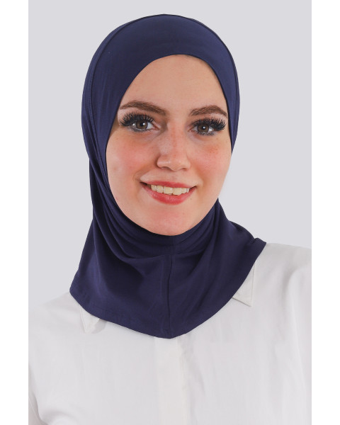 حجاب قطعة واحدة صغير قطن لون كحلي  