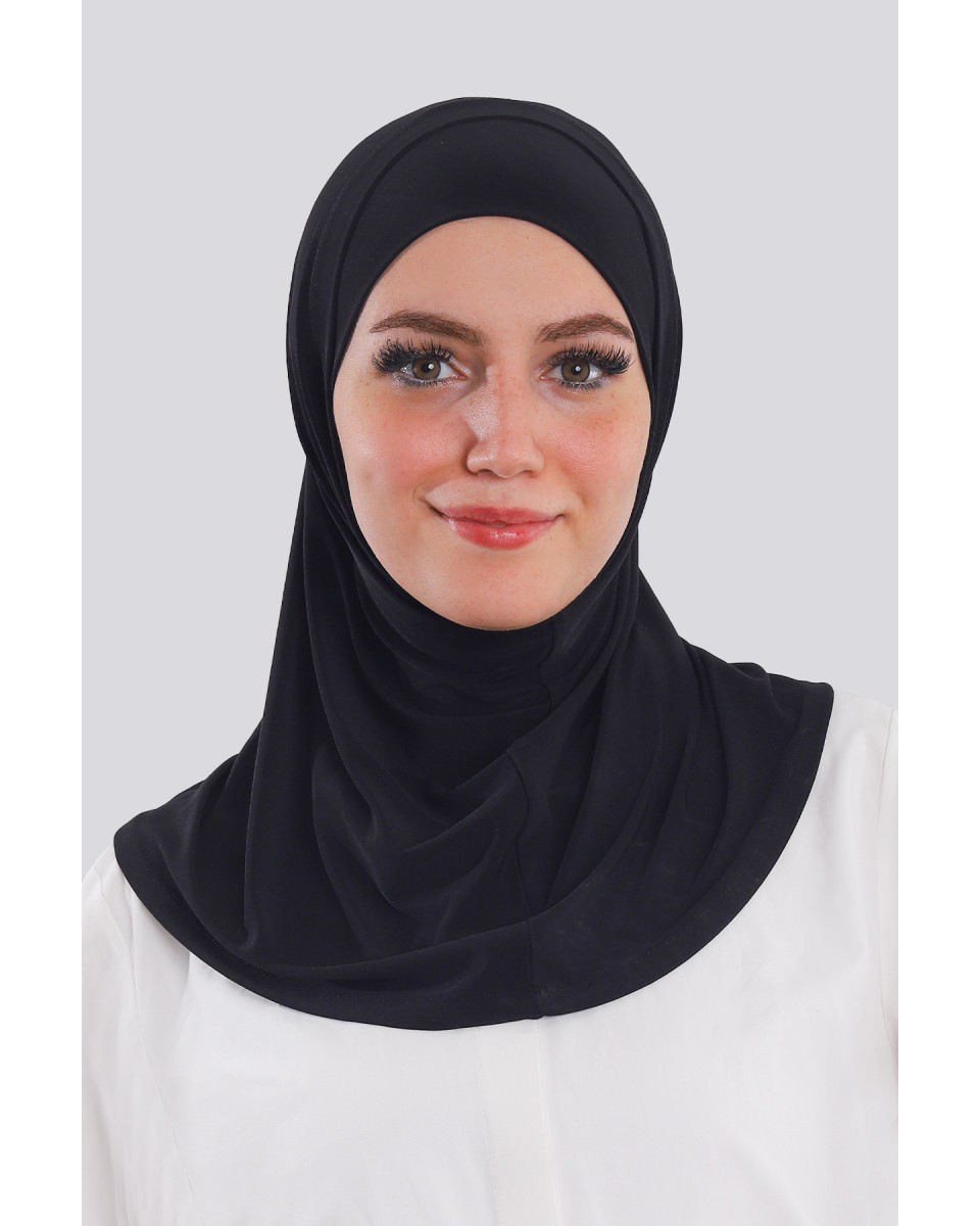 حجاب ليكرا سوري قطعتين لون أسود