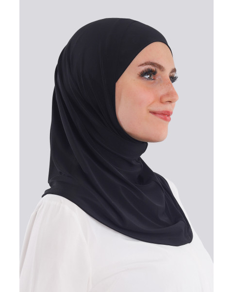 حجاب ليكرا سوري قطعتين لون أسود
