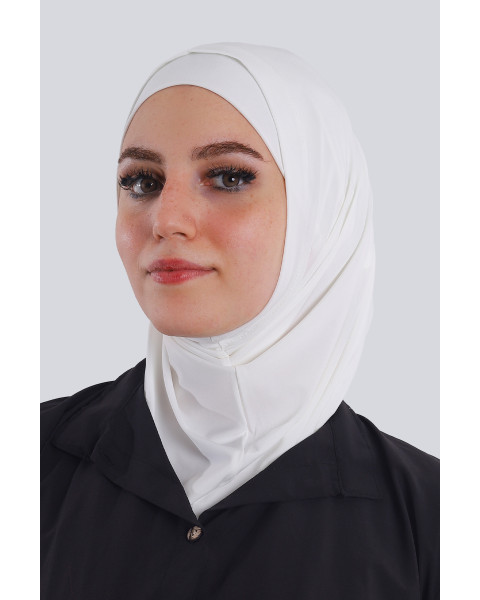 حجاب ليكرا سوري قطعتين لون أوفوايت