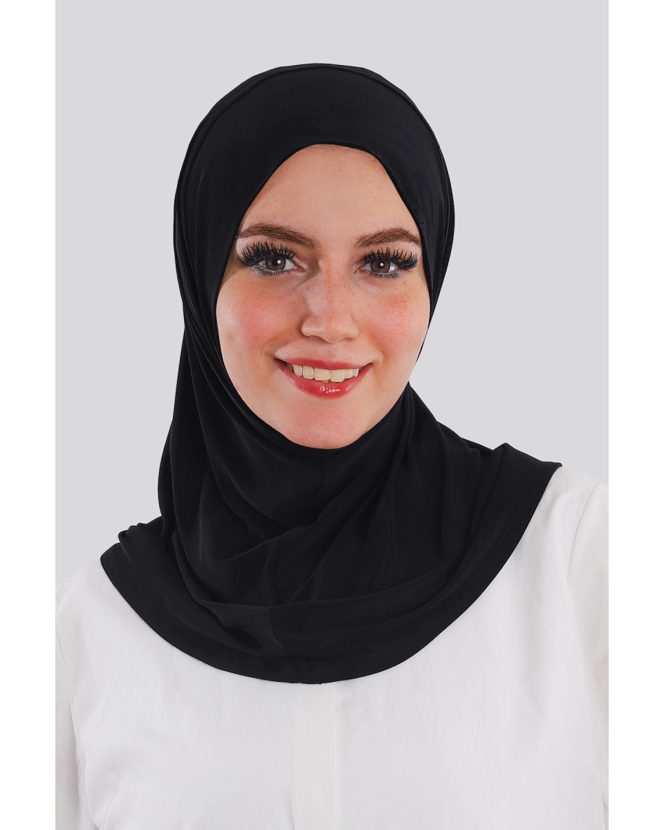 حجاب ليكرا قطعة واحدة لون أسود