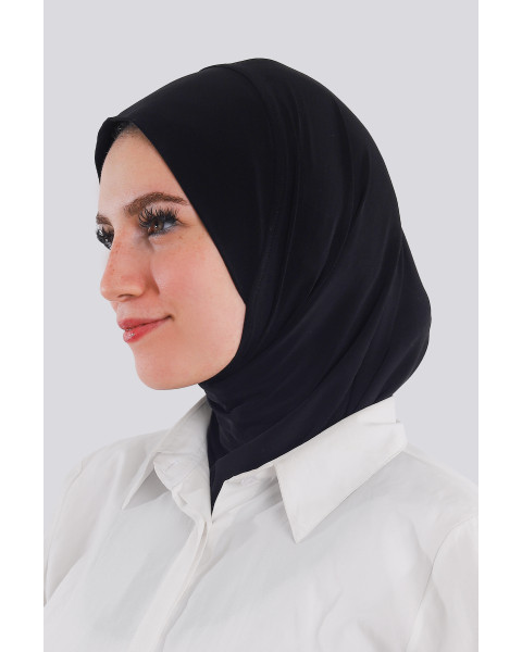 حجاب ليكرا قطعة واحدة لون أسود