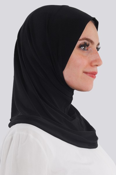 حجاب ليكرا قطعة واحدة لون أسود