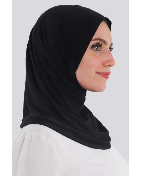 حجاب ليكرا قطعة واحدة لون أسود
