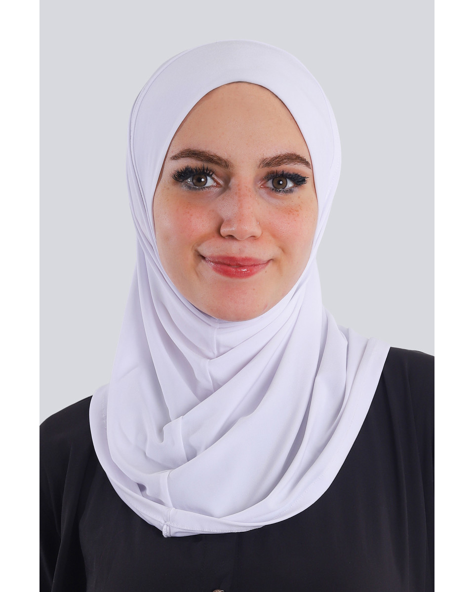 حجاب ليكرا قطعة واحدة لون أبيض