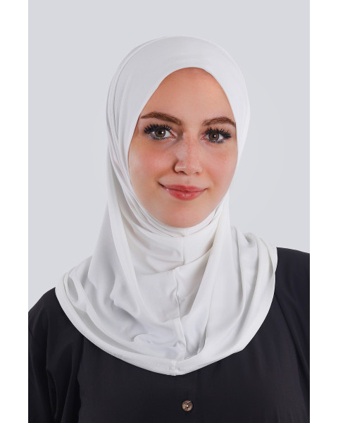 حجاب ليكرا قطعة واحدة لون أوفوايت
