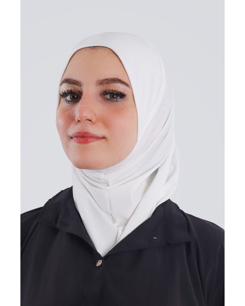حجاب ليكرا قطعة واحدة لون أوفوايت
