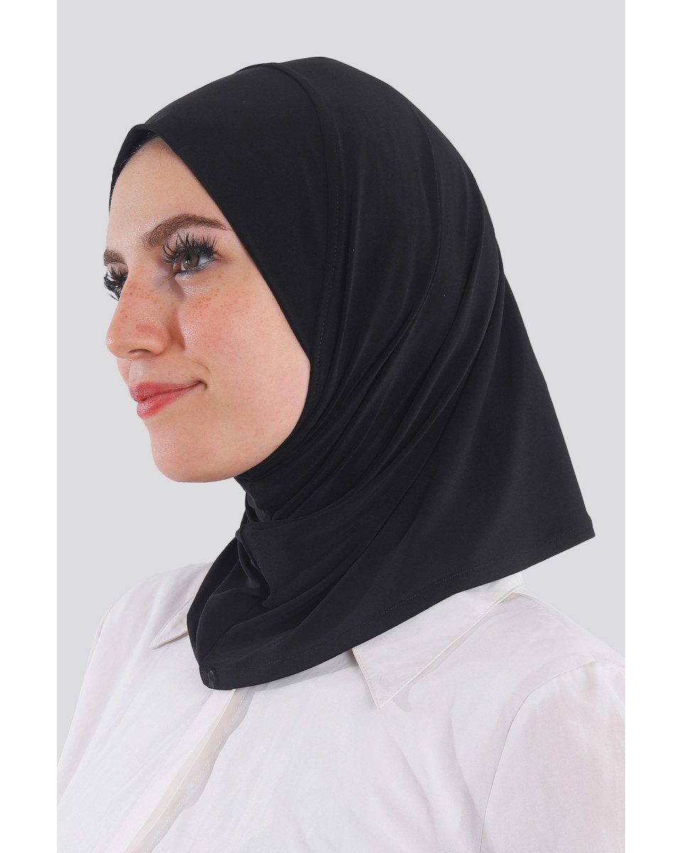 حجاب ليكرا قطعة واحدة صغير لون أسود