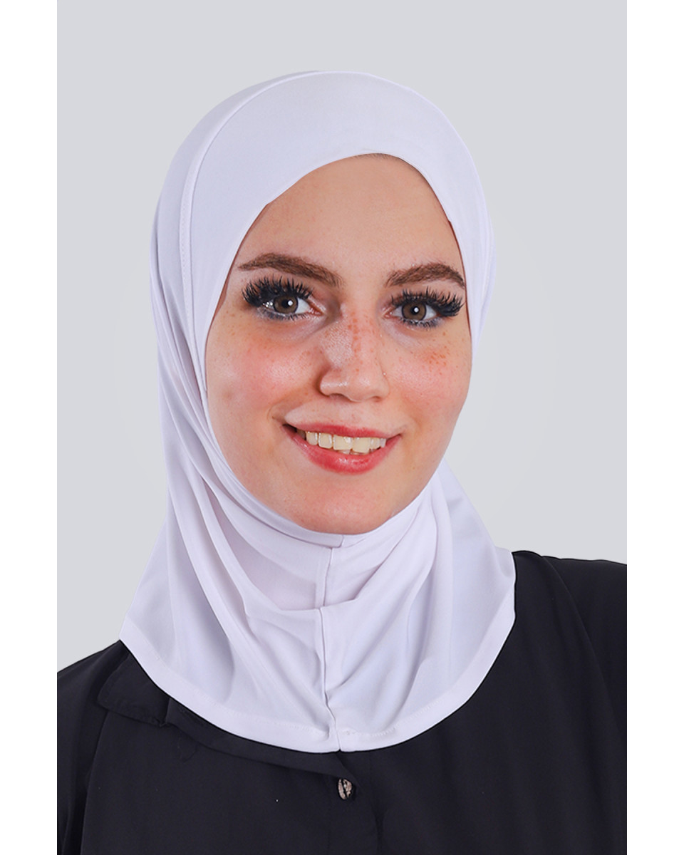 حجاب ليكرا قطعة واحدة صغير لون أبيض