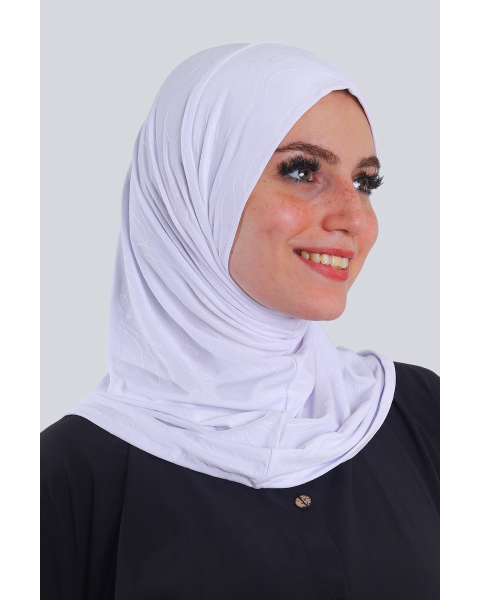 حجاب ليكرا جاكار قطعة واحدة لون أبيض 