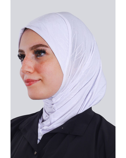 حجاب ليكرا جاكار قطعة واحدة لون أبيض 