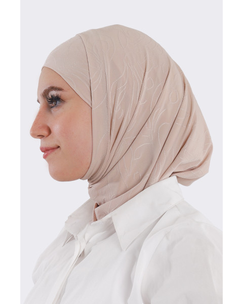 حجاب ليكرا سوري جاكار قطعتين لون بيج فاتح