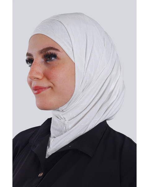 حجاب ليكرا سوري جاكار قطعتين لون أوفوايت