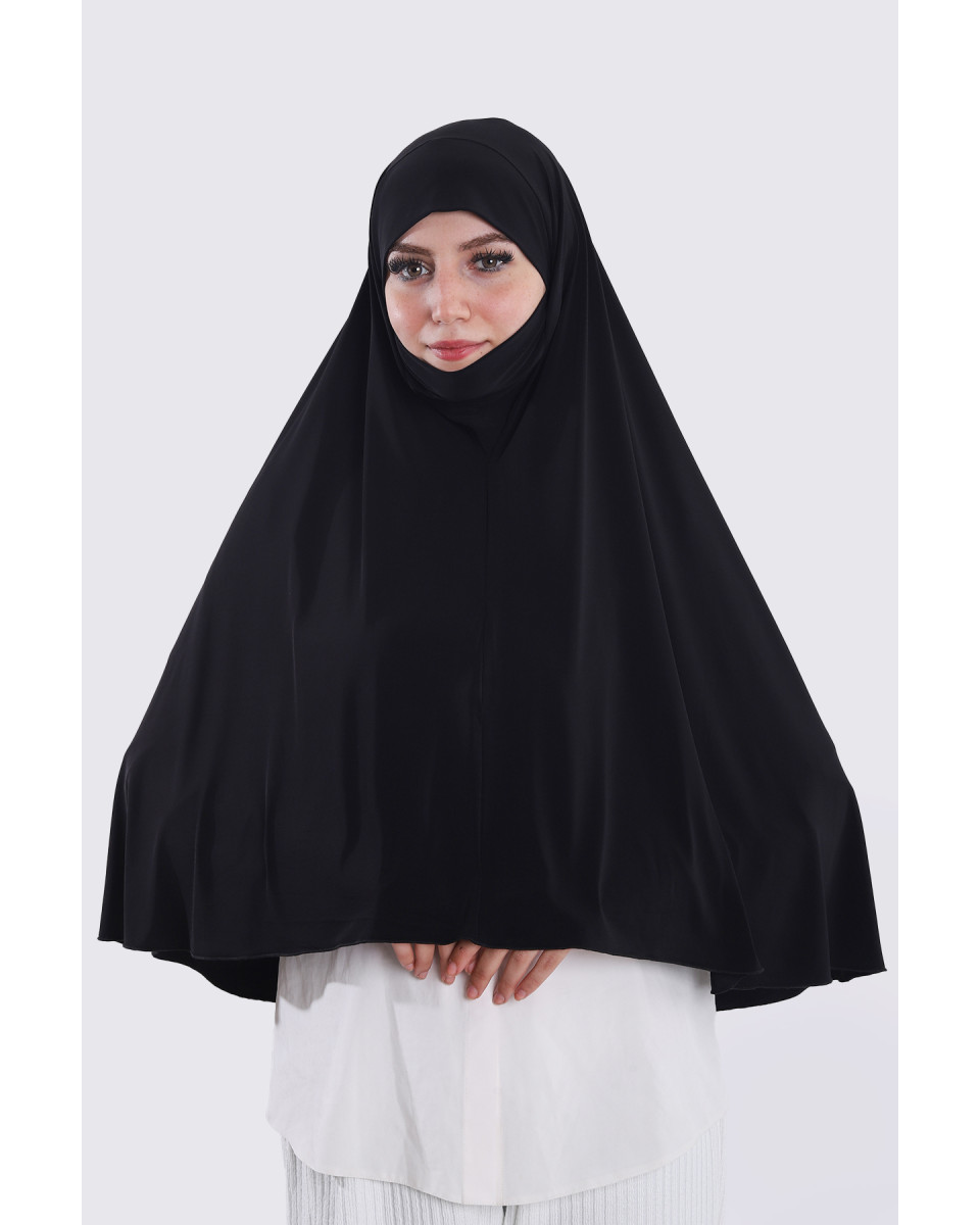 حجاب نقاب ليكرا مع جزء سفلي متحرك (XXL) لون أسود