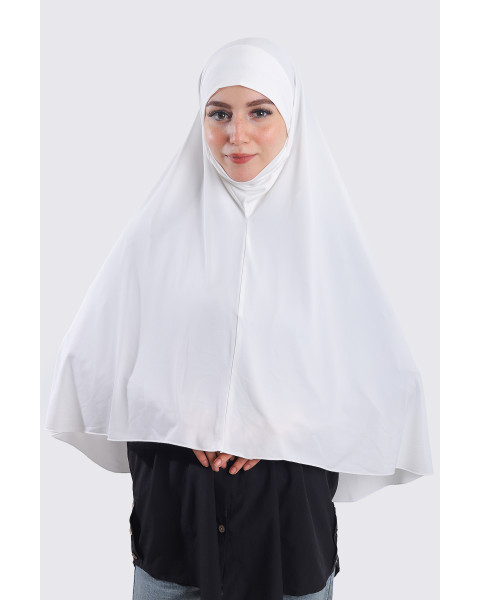 حجاب نقاب ليكرا مع جزء سفلي متحرك (XXL) لون أوفوايت