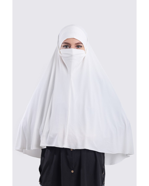 حجاب نقاب ليكرا مع جزء سفلي متحرك (XXL) لون أوفوايت 