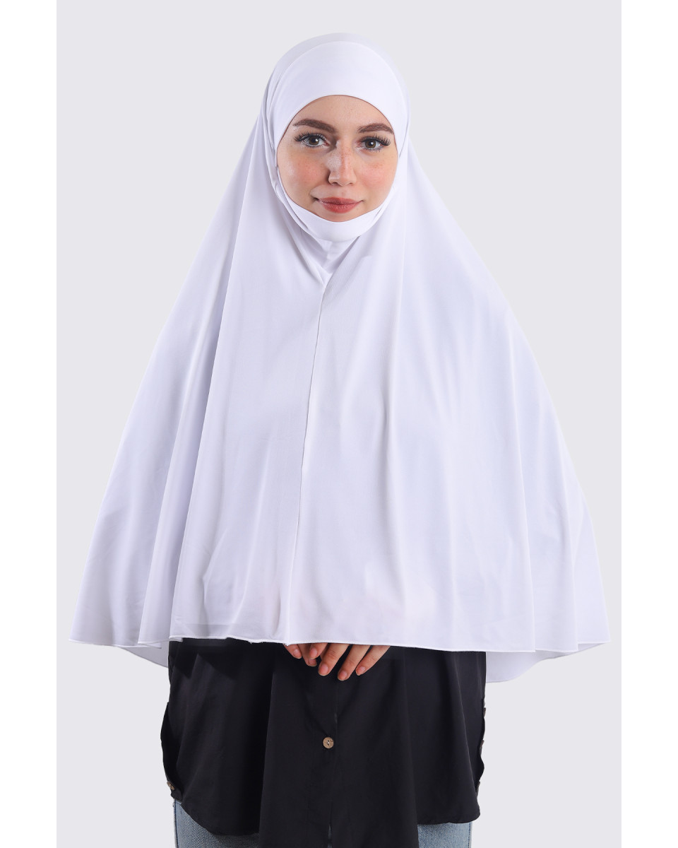 حجاب نقاب ليكرا مع جزء سفلي متحرك (XXL) لون أبيض