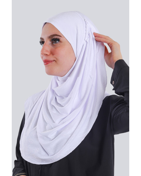 حجاب ليكرا جكار لف لون أبيض