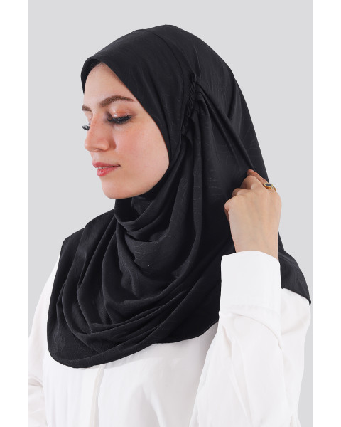 حجاب ليكرا جكار لف لون أسود 