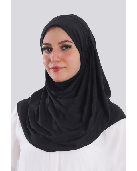 حجاب ليكرا جكار لف لون أسود