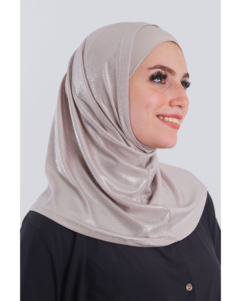 حجاب ليكرا قطعتين جليتر بيج بلمعة فضي 