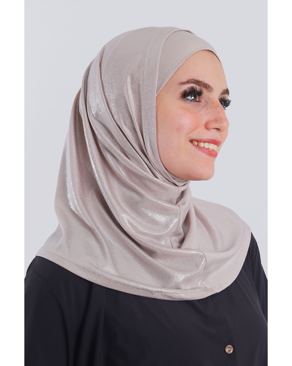 حجاب ليكرا قطعتين جليتر بيج بلمعة فضي