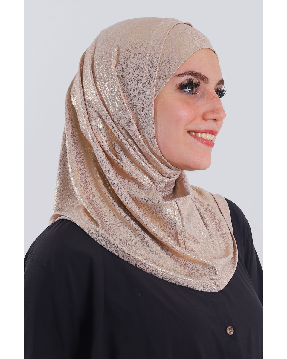 حجاب ليكرا قطعتين جليتر بيج بلمعة ذهبي