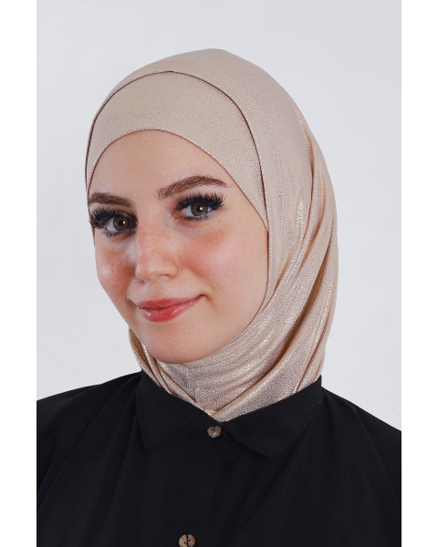 حجاب ليكرا قطعتين جليتر بيج بلمعة ذهبي