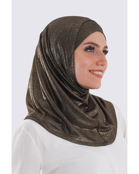 حجاب ليكرا قطعتين جليتر أسود بلمعة ذهبي